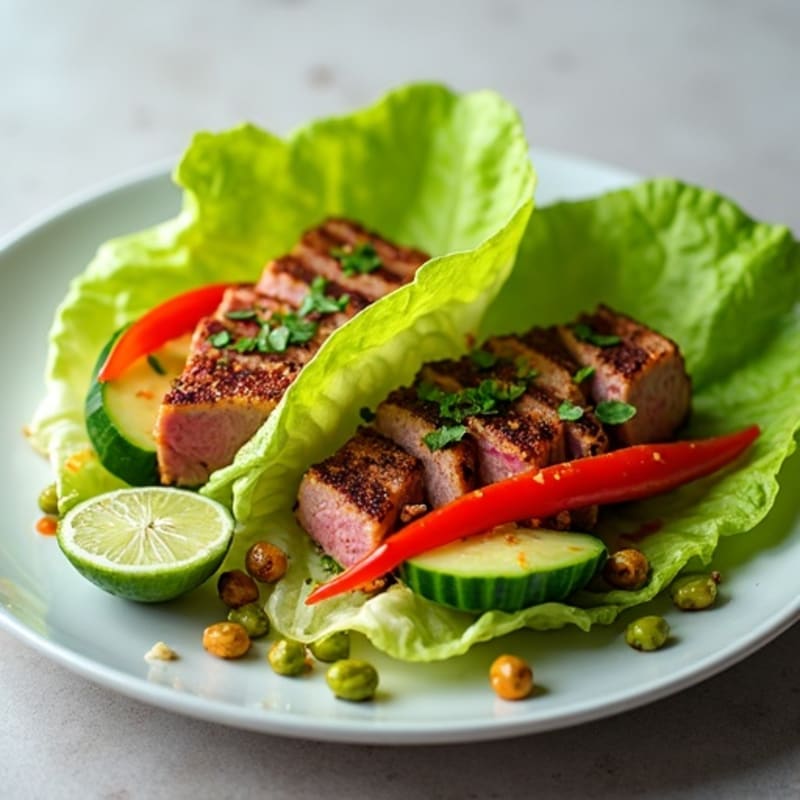 Spicy Seared Tuna Lettuce Wraps