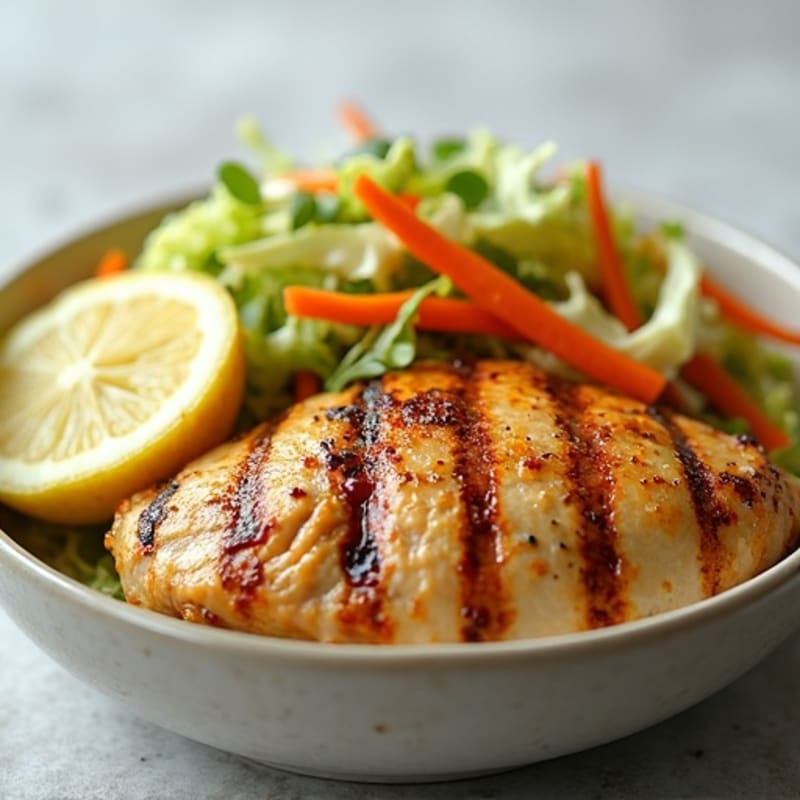 Grilled Chicken Breast with Crunchy Cabbage Slaw