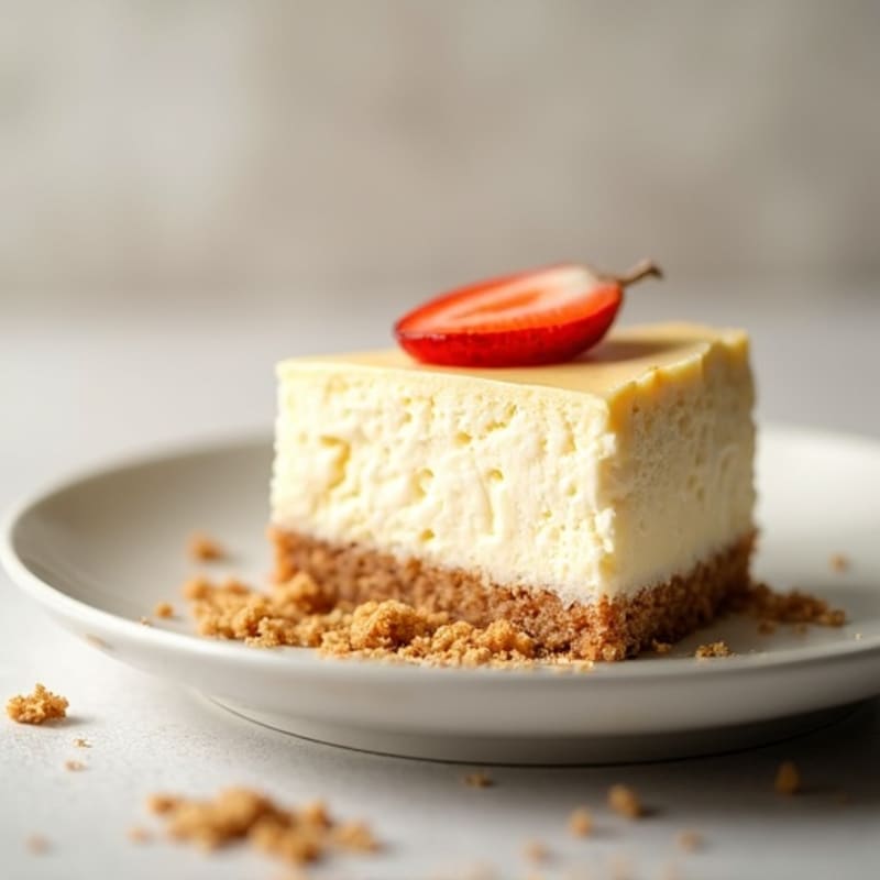 Vanilla Protein Cheesecake with Cottage Cheese and Almond Crust