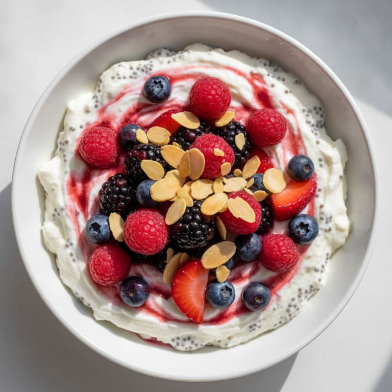 Silky Greek Yogurt Protein Pudding with Mixed Berries