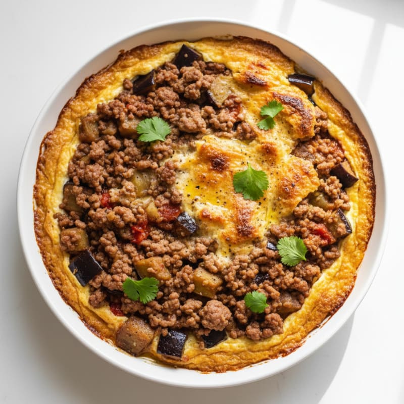 Creamy Spiced Lamb and Eggplant Bake