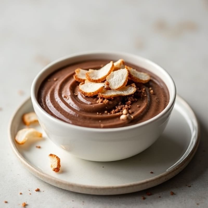 Silky Chocolate Protein Pudding with Toasted Coconut