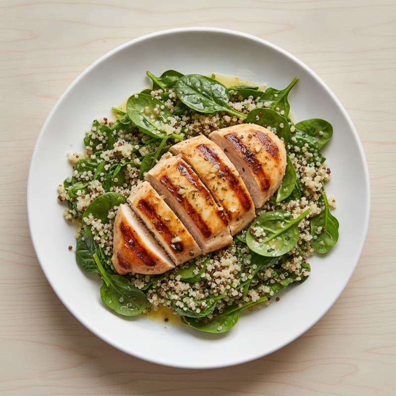 Grilled Chicken Breast with Spinach Quinoa Salad