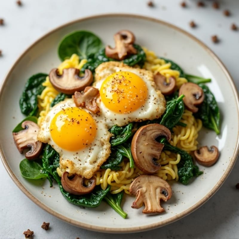 Lean Chicken and Egg White Scramble with Sautéed Mushrooms and Spinach