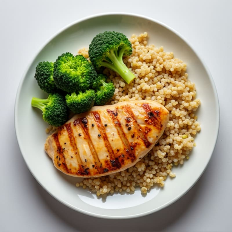 Grilled Chicken Breast with Quinoa and Steamed Broccoli