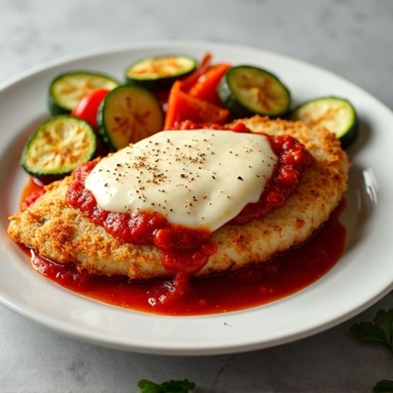 Healthy Crispy Chicken Parmesan with Roasted Vegetables