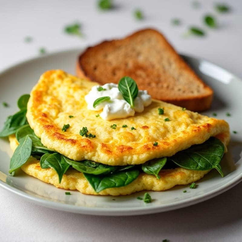 Fluffy Spinach Feta Egg White Omelette