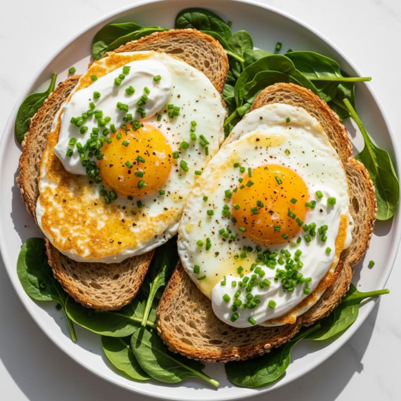 Golden Pan-Seared Eggs with Crispy Toast