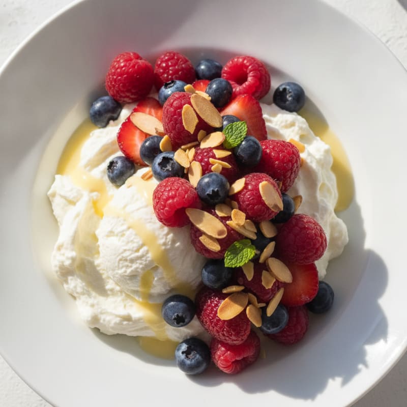Greek Yogurt Protein Mousse with Mixed Berries