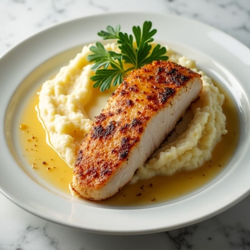 Seared Turkey Breast with Garlic Mashed Potatoes