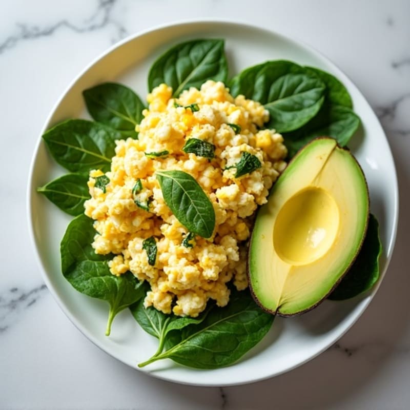 Egg White and Spinach Scramble with Cottage Cheese