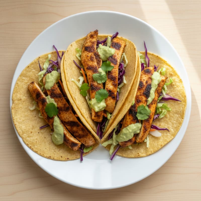Chicken Tacos with Avocado Crema