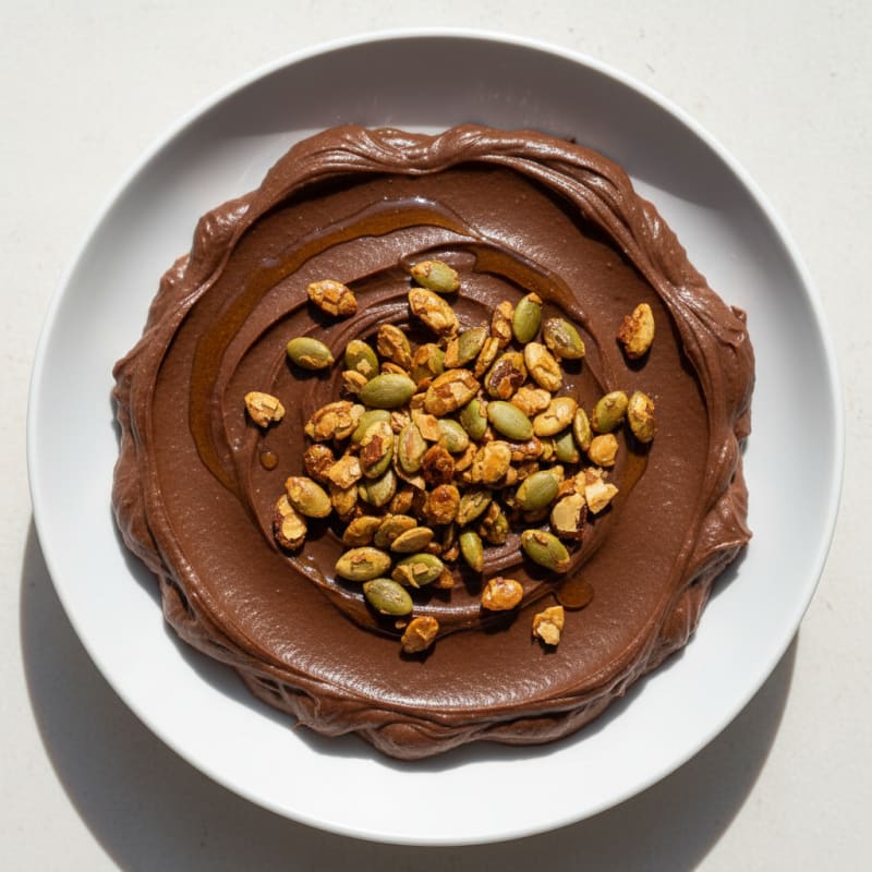 Silky Chocolate Protein Pudding with Toasted Pumpkin Seeds