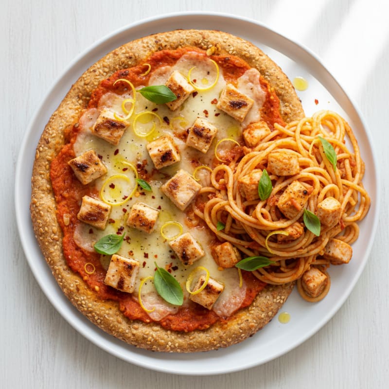 Zesty Golden Pizza and Tender Tomato Spaghetti