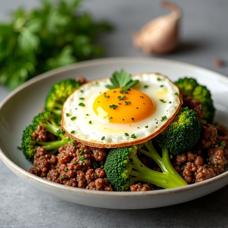 Lean Ground Beef and Crispy Broccoli Skillet