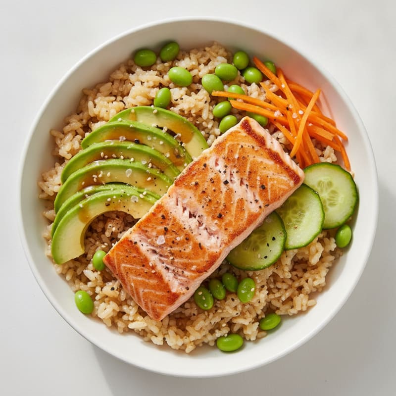 Sushi Rice Bowl with Salmon and Avocado