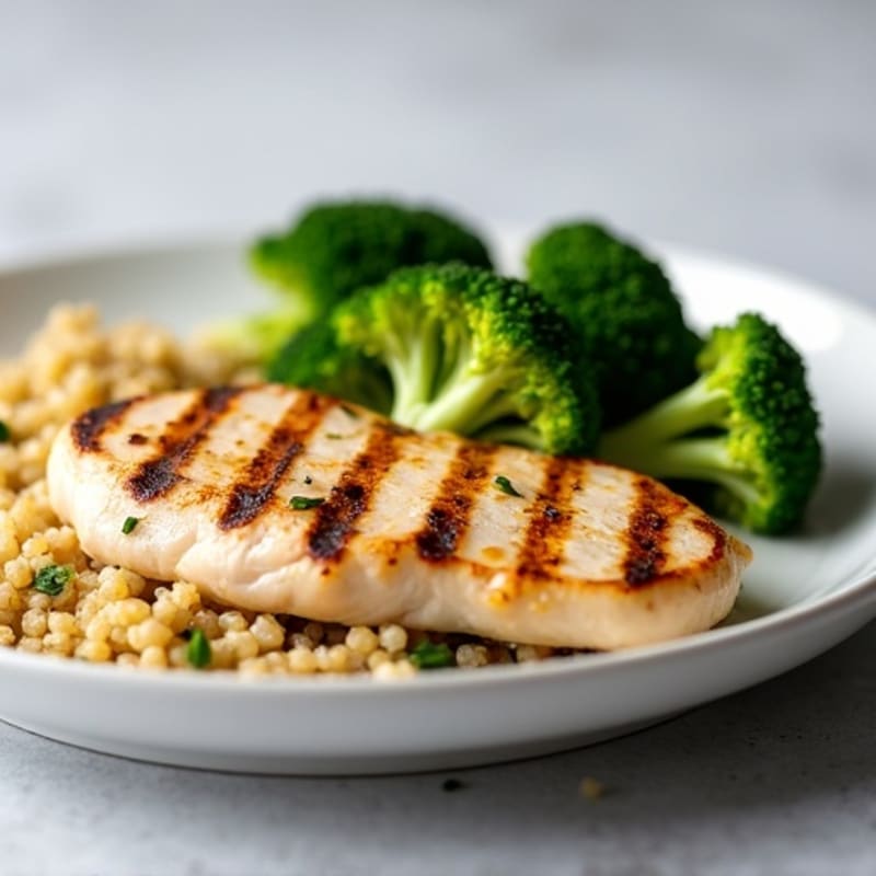 Grilled Chicken Breast with Quinoa and Steamed Broccoli
