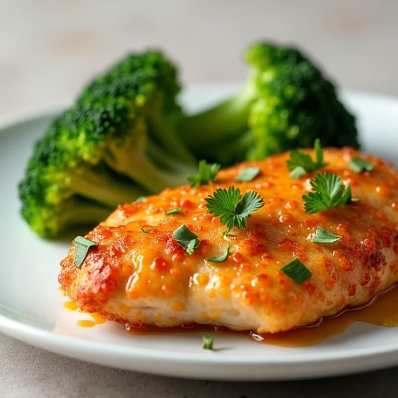 Healthy Crispy Orange Chicken with Roasted Broccoli