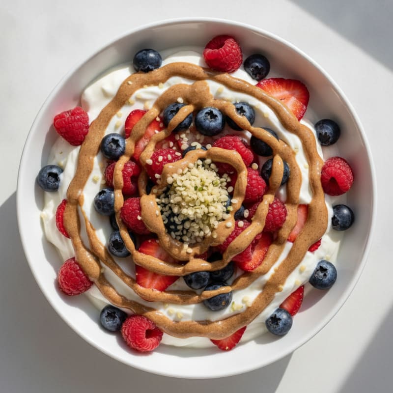 Creamy Greek Yogurt Parfait with Mixed Berries and Almond Butter
