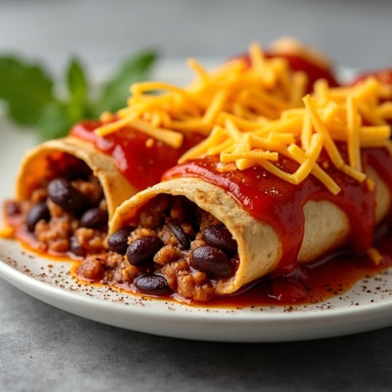 Lean Beef and Black Bean Baked Enchiladas