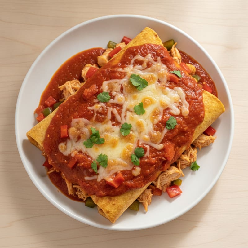 Chicken Enchiladas with Red Chili Sauce