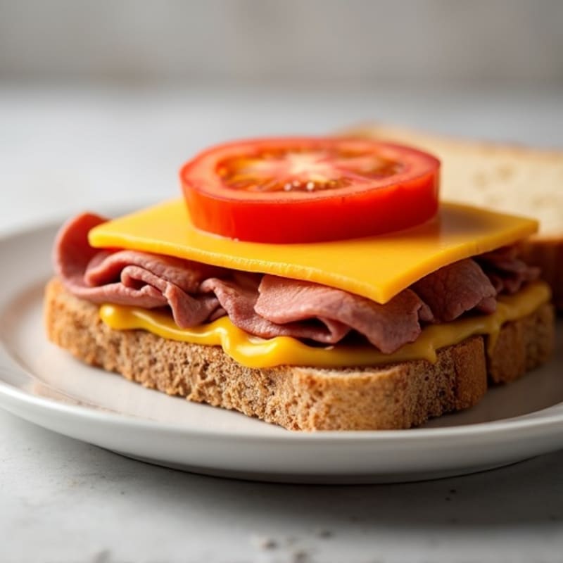 Lean Roast Beef and Sharp Cheddar Open-Face Sandwich