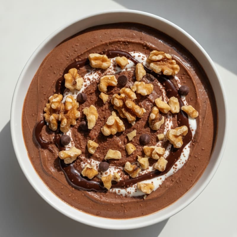 Silky Chocolate Protein Pudding with Toasted Walnuts