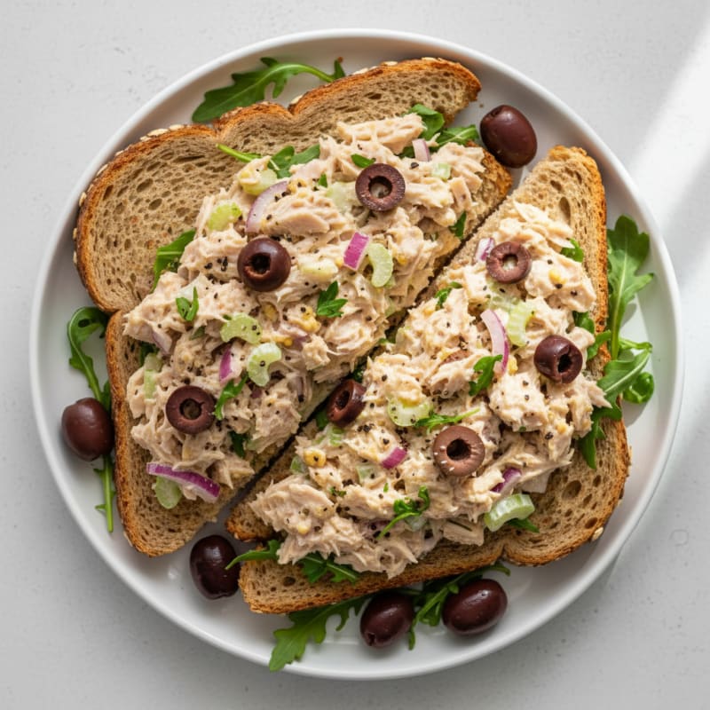 Mediterranean Tuna Salad Sandwich with Olives