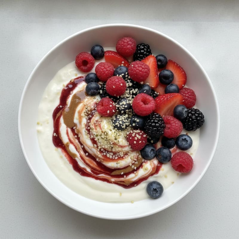 Greek Yogurt Protein Pudding with Mixed Berries