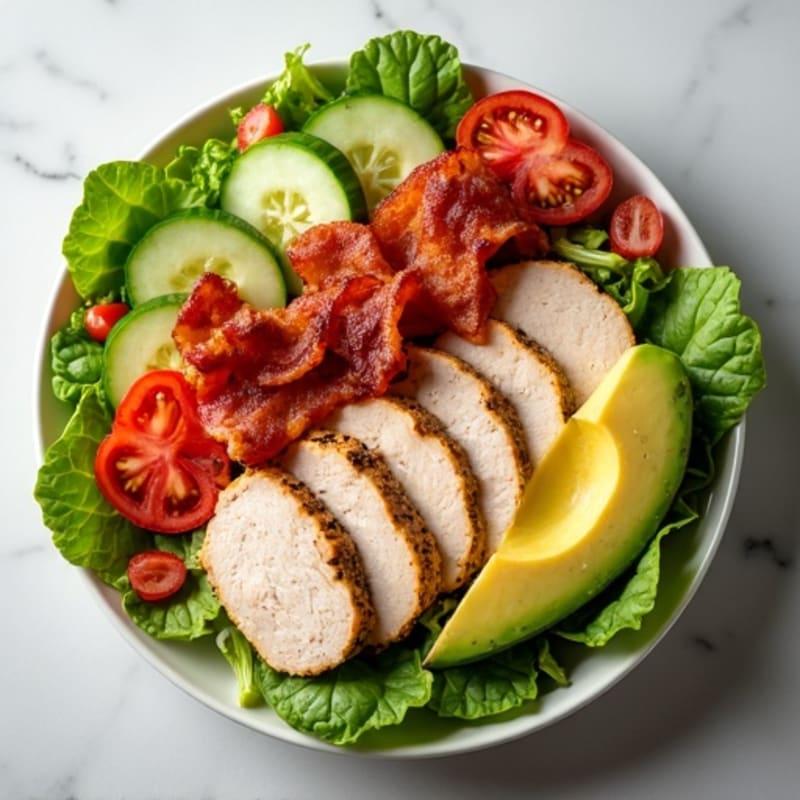 Fresh Turkey Club Salad with Crispy Bacon and Creamy Avocado