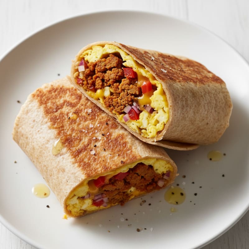 Crispy Chorizo and Egg Breakfast Burrito