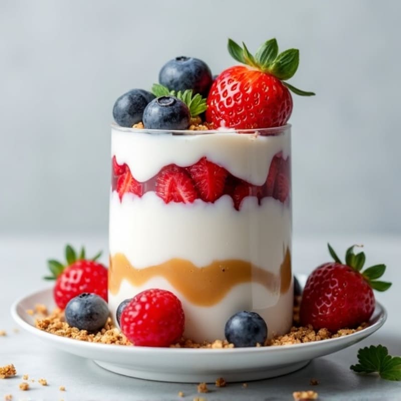 Greek Yogurt Parfait with Mixed Berries and Almond Butter