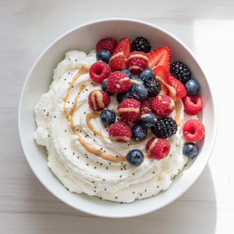Greek Yogurt Protein Mousse with Mixed Berries