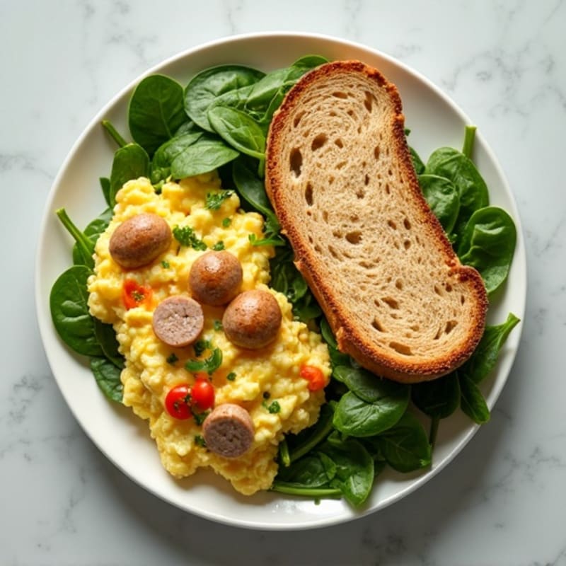 Egg White and Turkey Sausage Scramble with Spinach