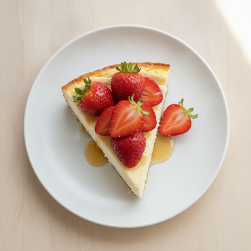 Cottage Cheese Protein Cheesecake with Fresh Strawberries