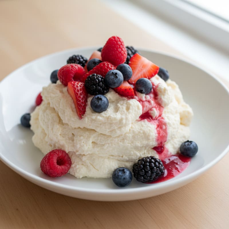 Creamy Vanilla Protein Mousse with Mixed Berries