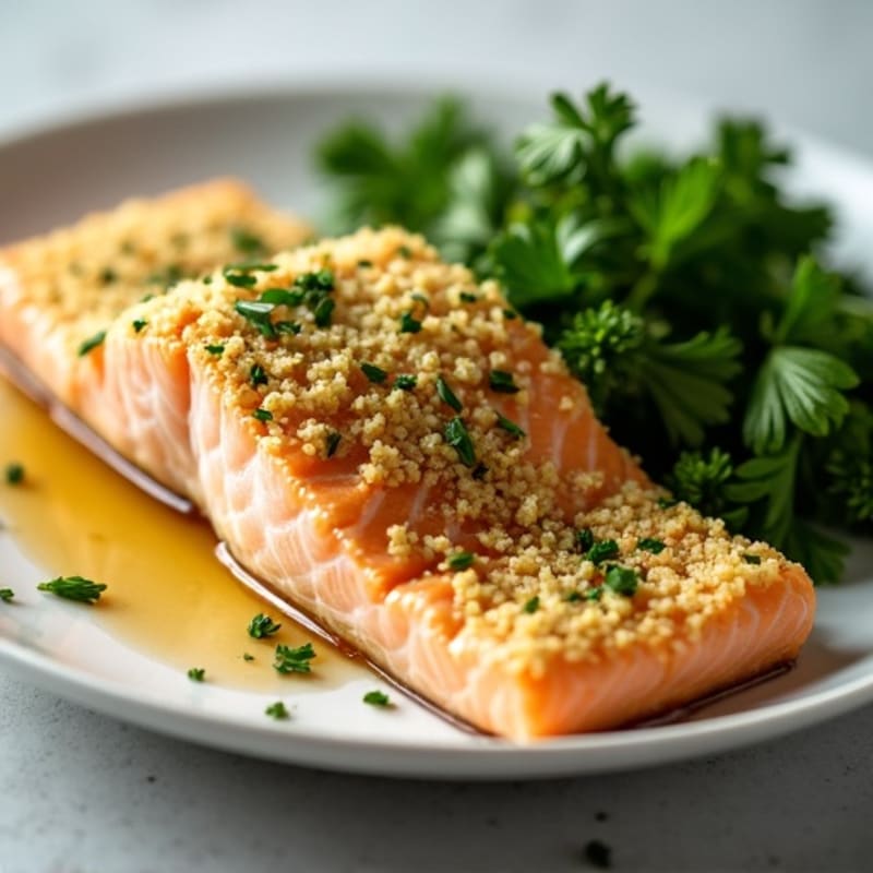 Herb-Crusted Baked Salmon with Lemon