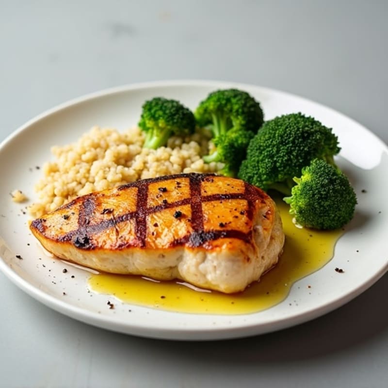 Grilled Chicken Breast with Quinoa and Steamed Broccoli