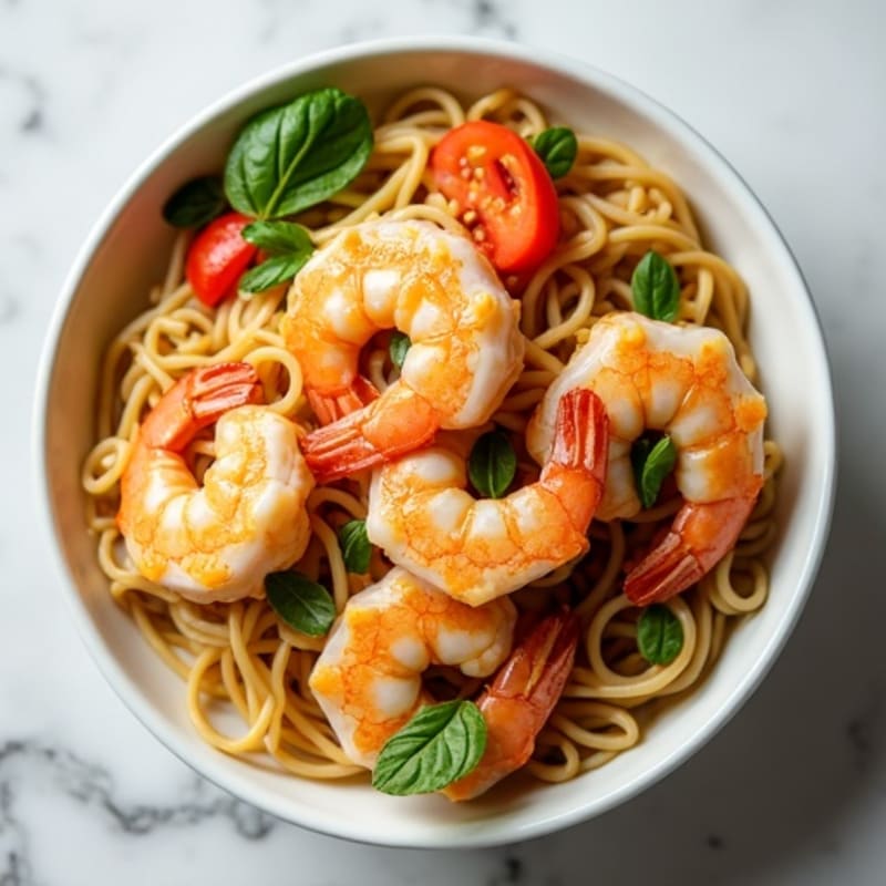 Fresh Shrimp Stir-Fry with Creamy Peanut Noodles