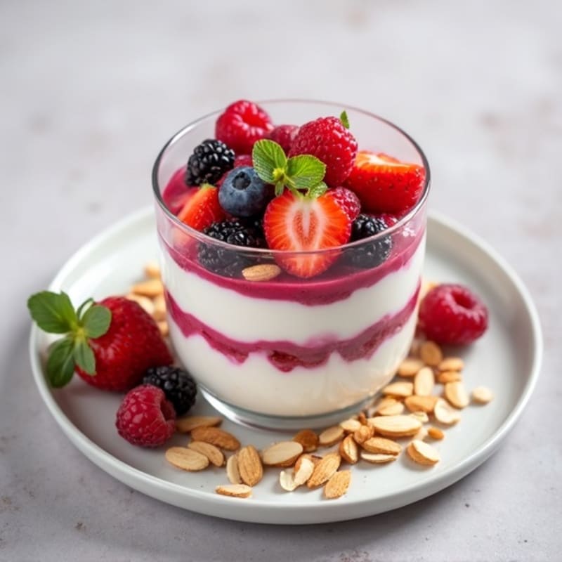 Greek Yogurt Protein Parfait with Mixed Berries and Almonds