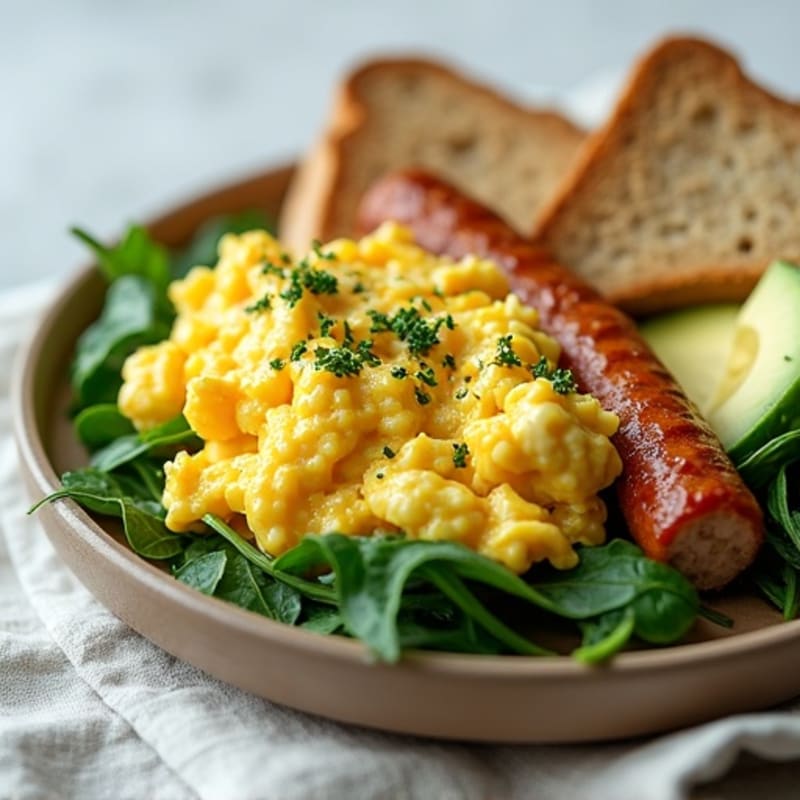 Egg White Scramble with Spinach and Turkey Sausage