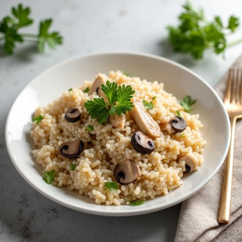 Healthy Creamy Mushroom Risotto with Chicken