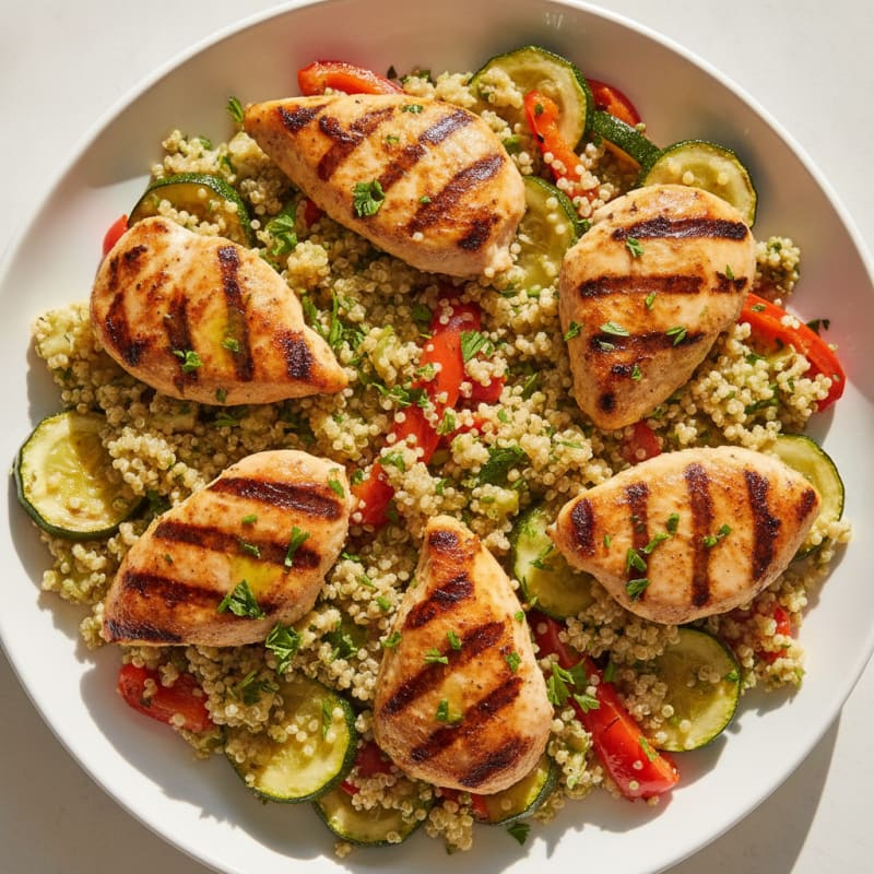 Grilled Chicken and Quinoa Salad with Roasted Vegetables