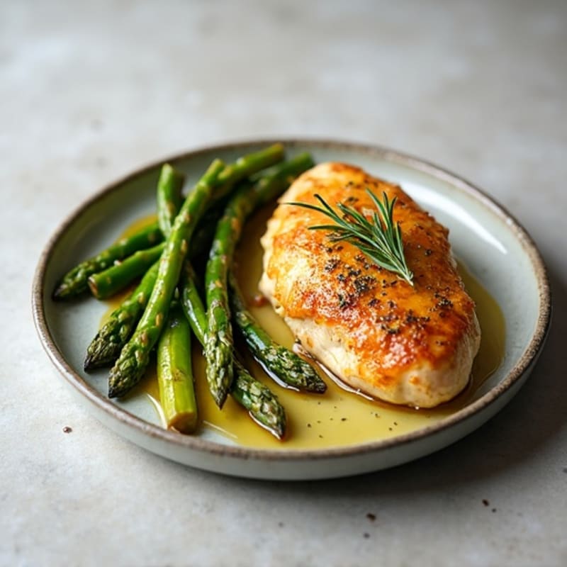 Crispy Lemon Herb Roasted Chicken with Roasted Asparagus
