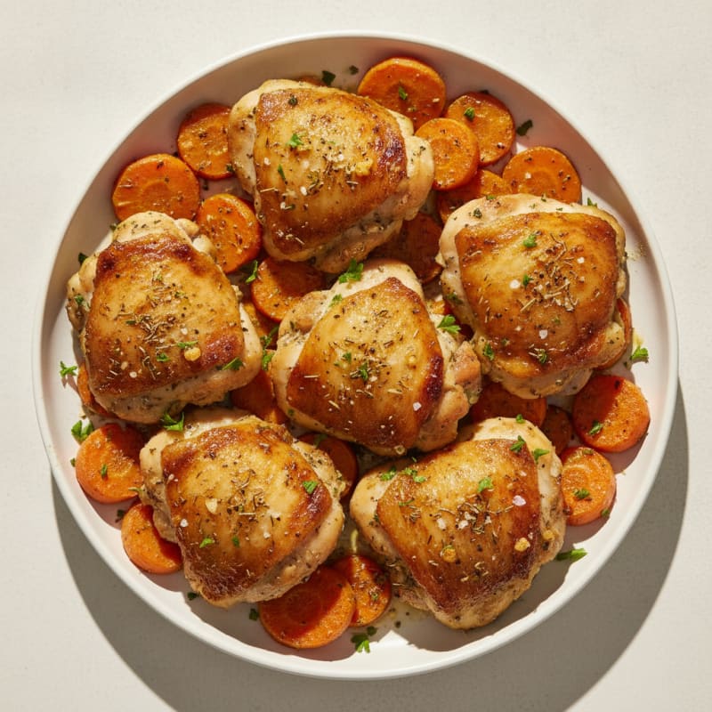 Garlic-Herb Roasted Chicken Thighs with Carrots