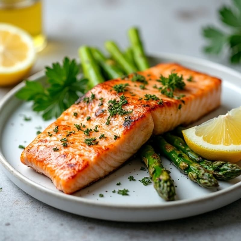 Lemon Herb Grilled Salmon with Roasted Asparagus