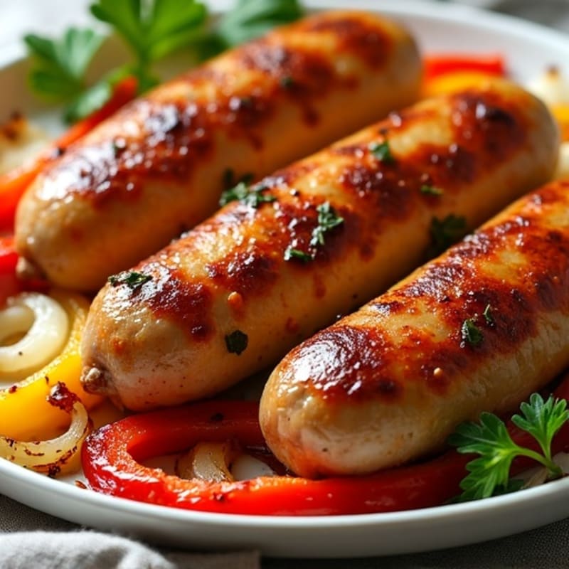 Sheet Pan Roasted Chicken Sausage with Crispy Bell Peppers and Onions