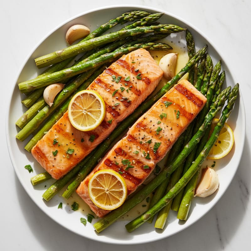 Lemon Herb Grilled Salmon with Asparagus