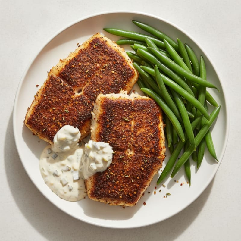 Cajun Blackened Catfish with Tartar Sauce