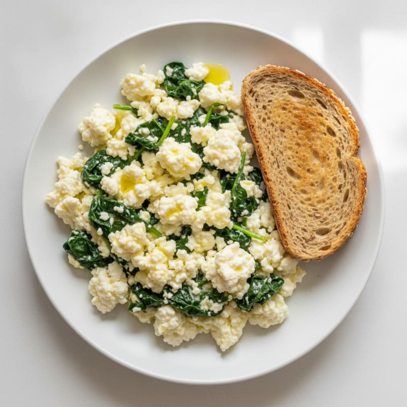 Egg White Scramble with Spinach and Cottage Cheese